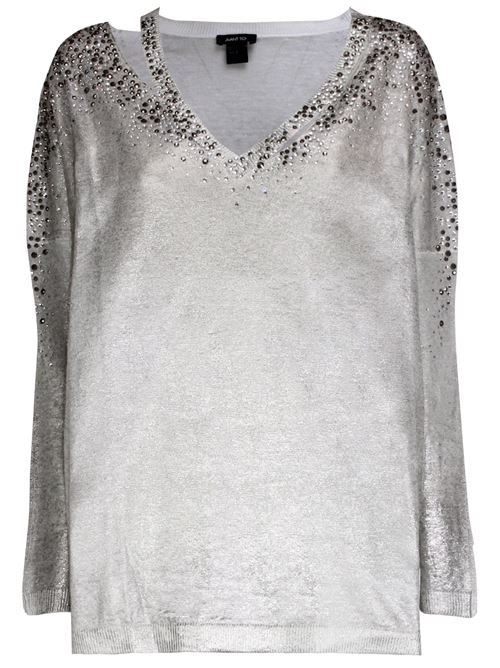 Silver-tone linen-cotton woman knitwear Avant Toi | 224SD1831LCAVLB-HV00062